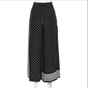 Stella McCartney Monochrome Polka Dotted Silk Wide Leg Pants Size 38 US 2 NWOT